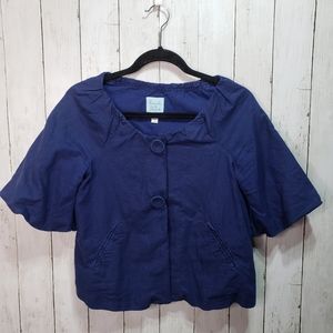 Kimchi Blue Cropped Short Sleeve Blue Jacket Sz S